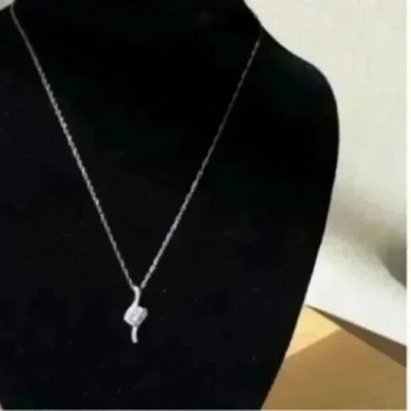 Sterling Silver Necklace with CZ Pendant - Picture 3 of 4